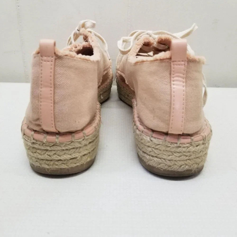 Dolce Vita 9.5 Peach Canvas‎ Espadrille Sneakers Shoes Lace Up Platform Wedge